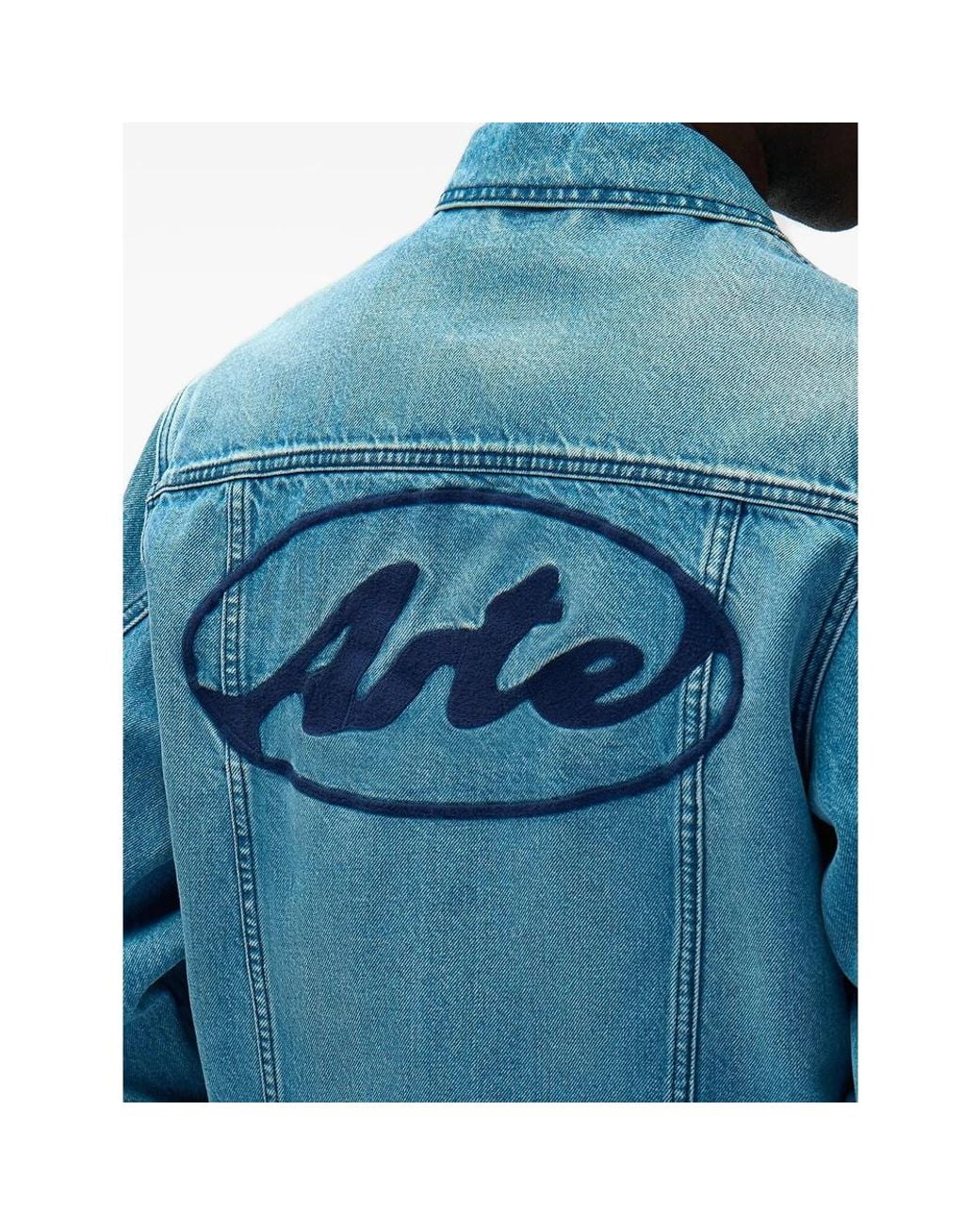 Arte' Blue Logo-Patch Denim Jacket for men