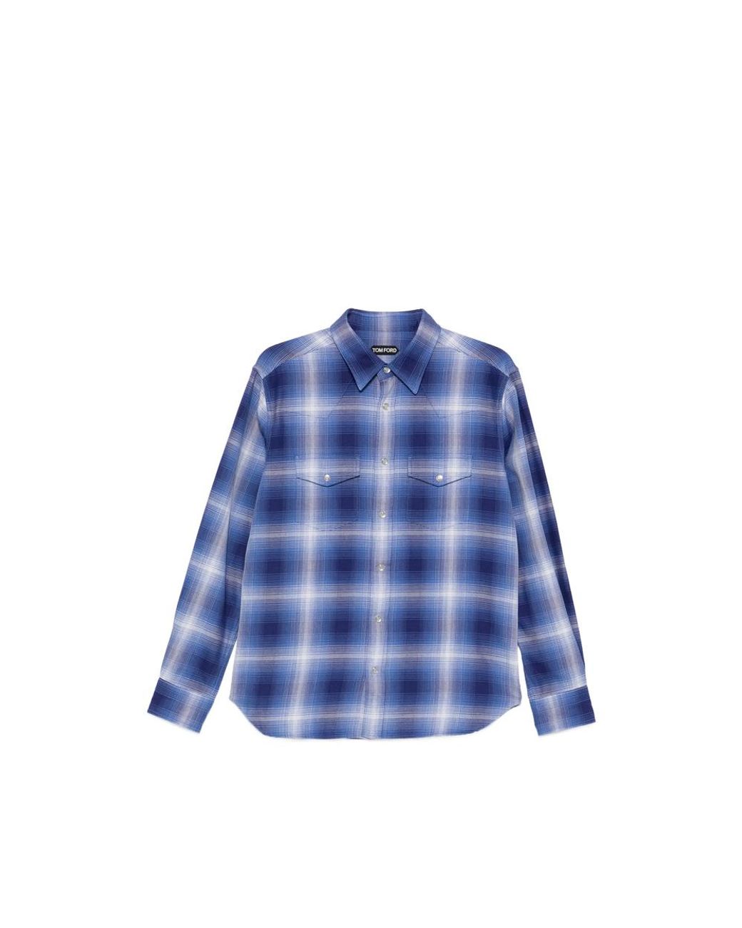 Tom Ford Blue Checked Pocket Shirt for men