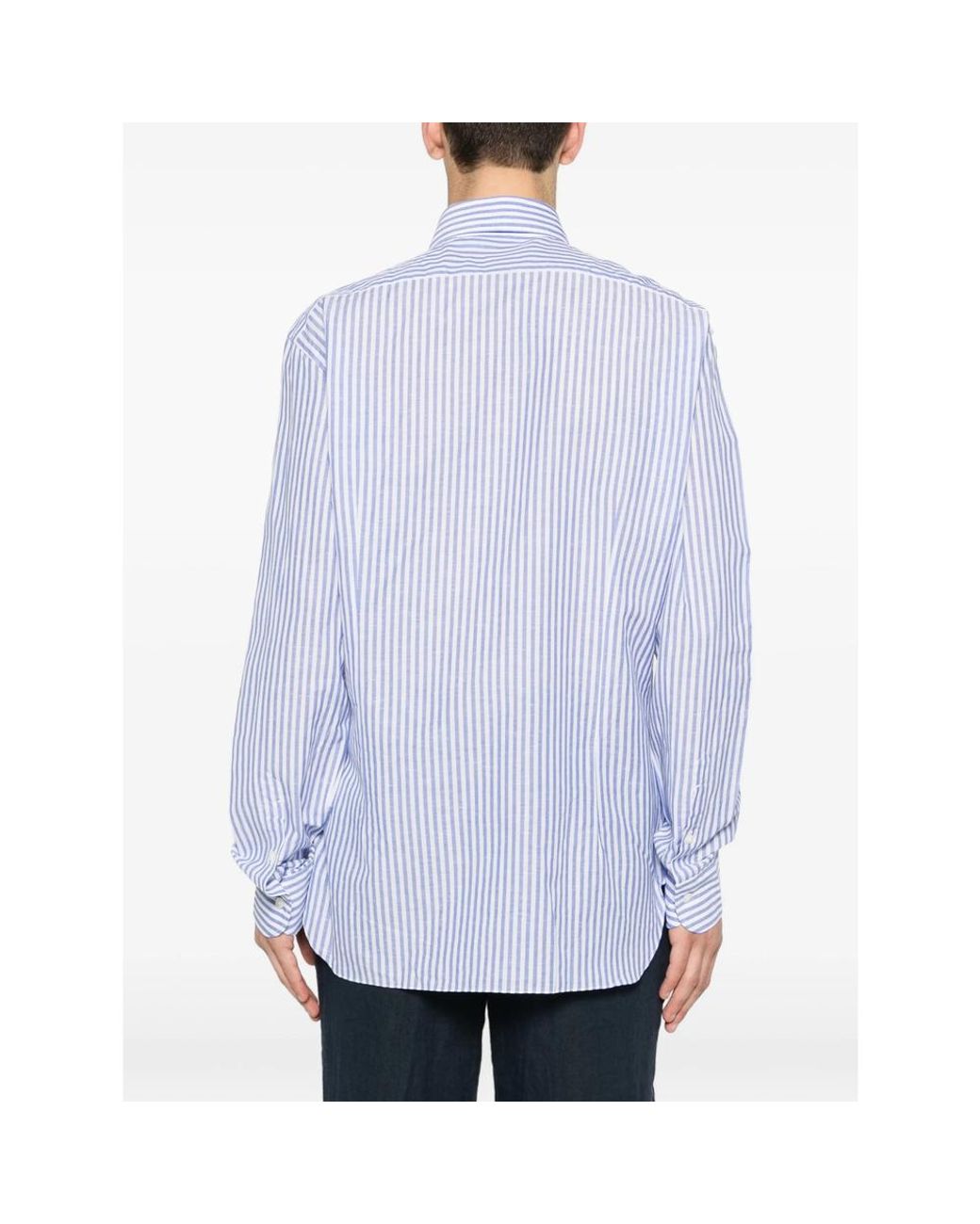 Barba Napoli Blue Striped Shirt for men