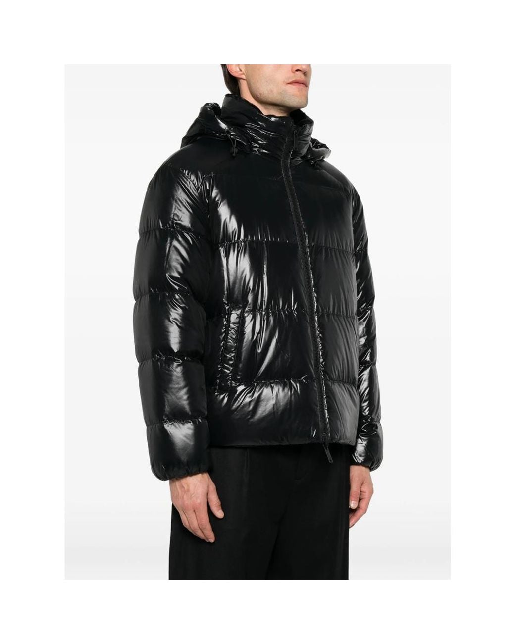 Moose Knuckles Black Quilted Hooded Jacket for men
