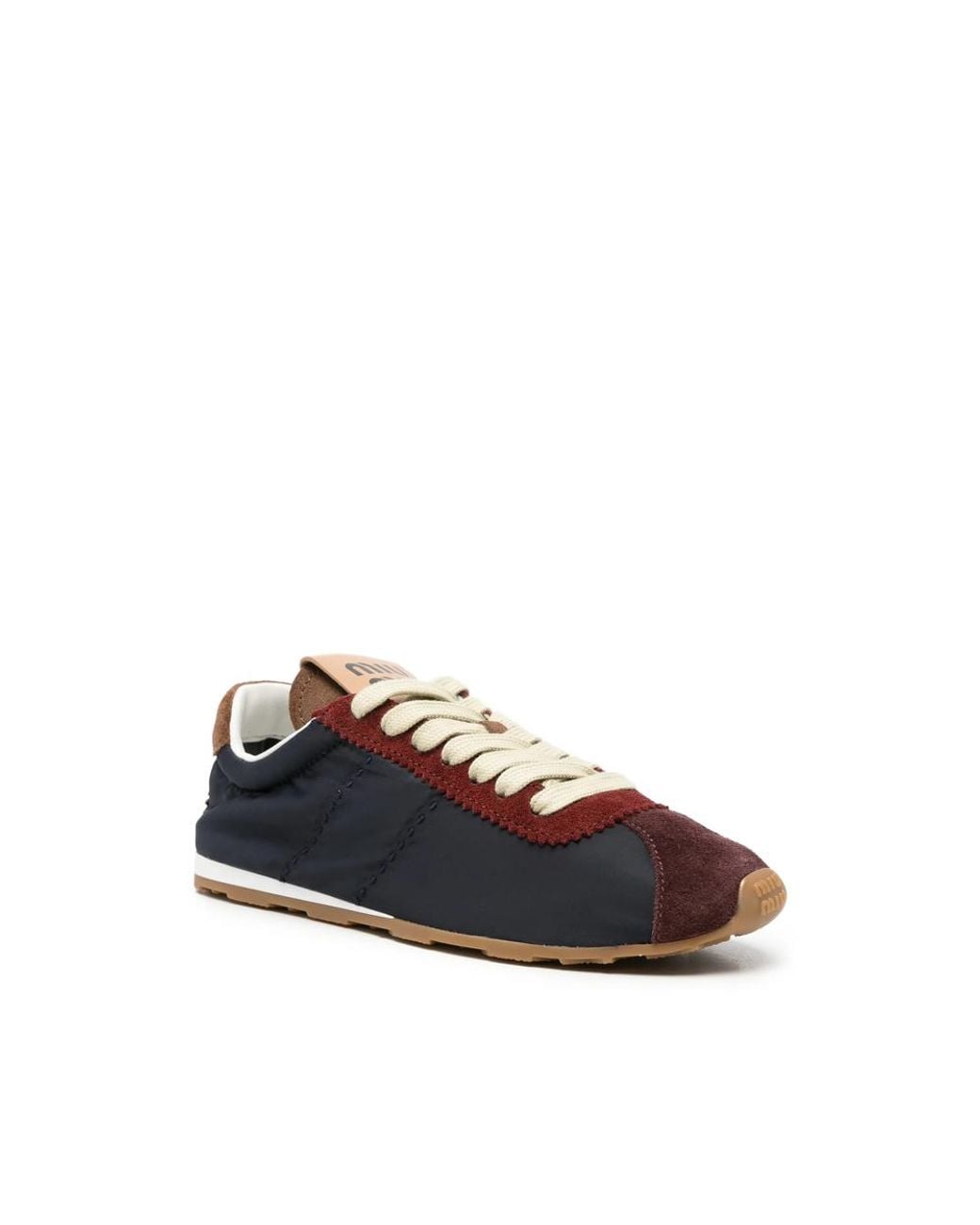 Miu Miu Blue Plume Suede-Trim Panelled Sneakers