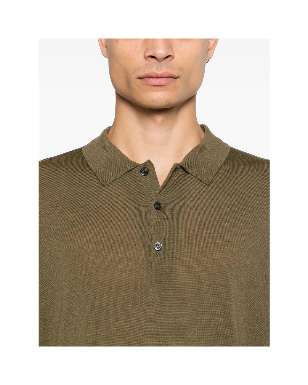 John Smedley Green Belper Long-Sleeve Knitted Polo Shirt for men