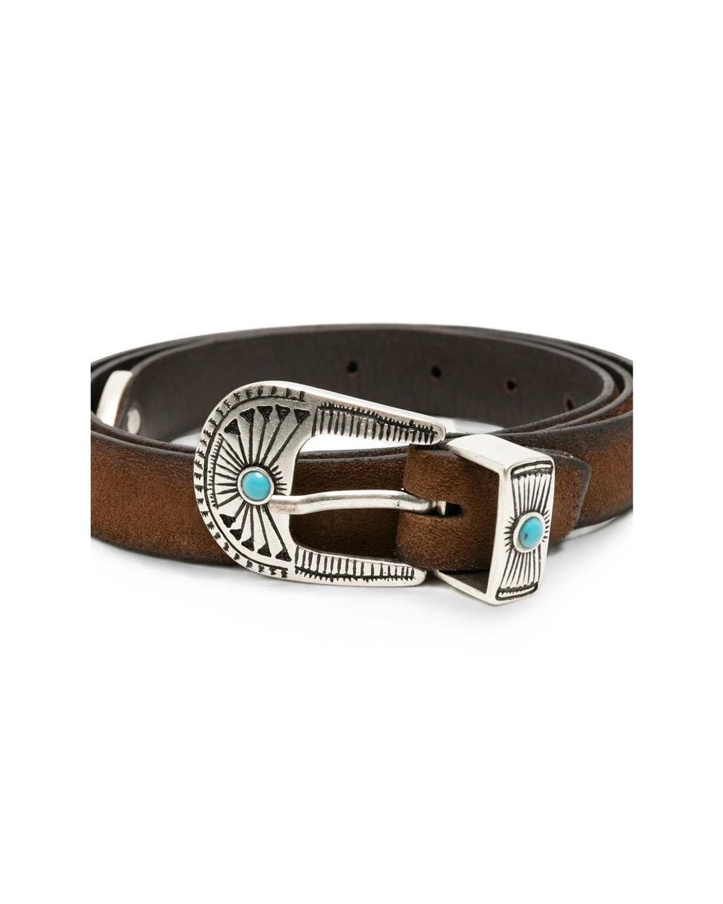Eraldo Brown Engraved-Buckle Leather Belt for men