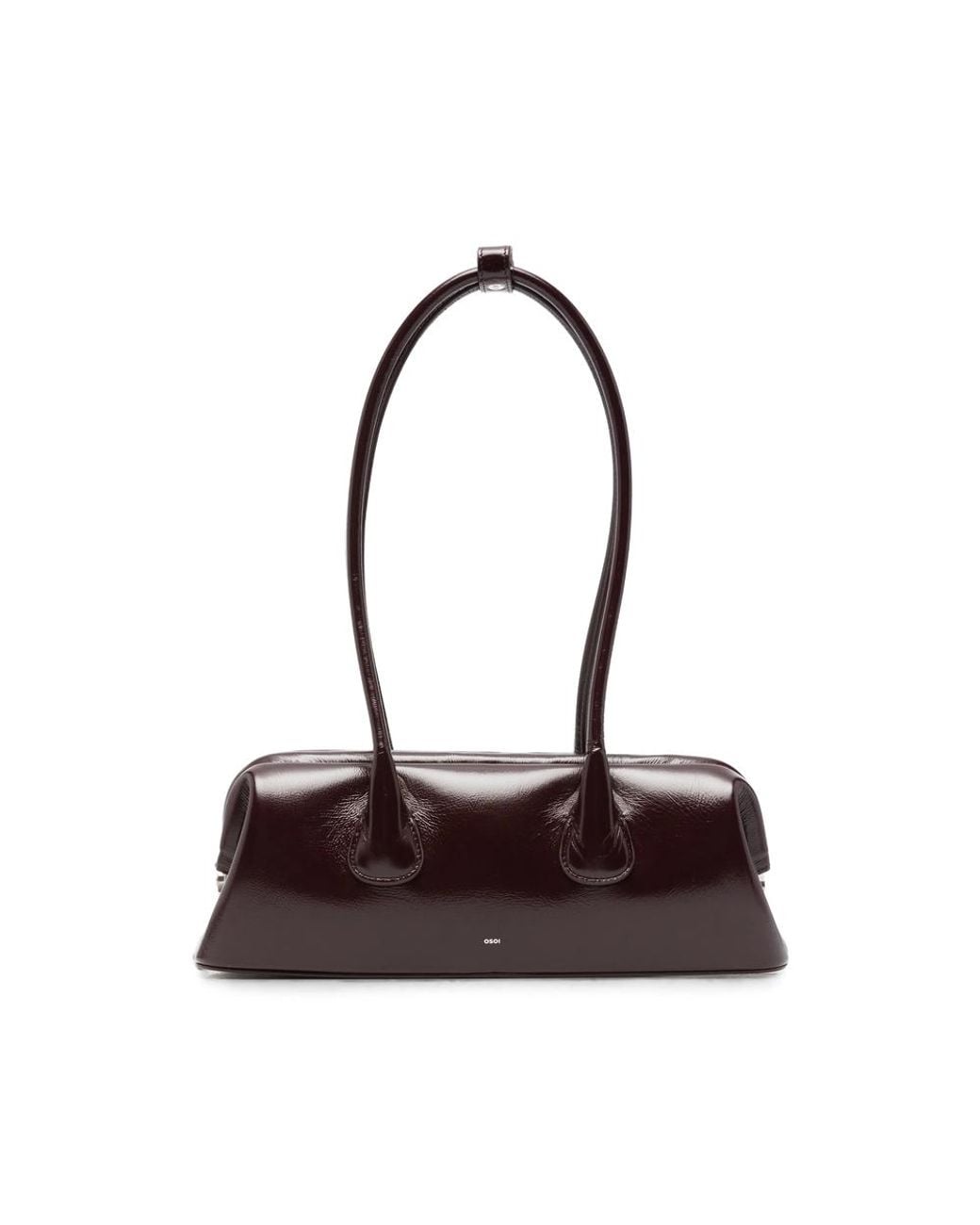 OSOI Brown Mini Boat Wide Leather Shoulder Bag