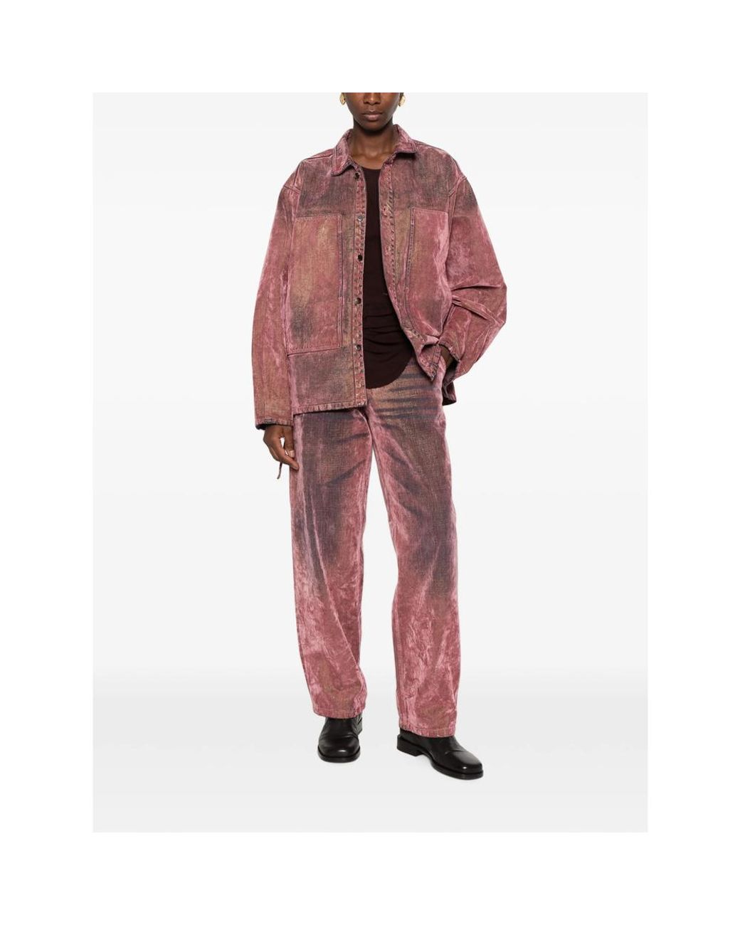 Haikure Red Washed-Effect Hammer-Loop Jeans