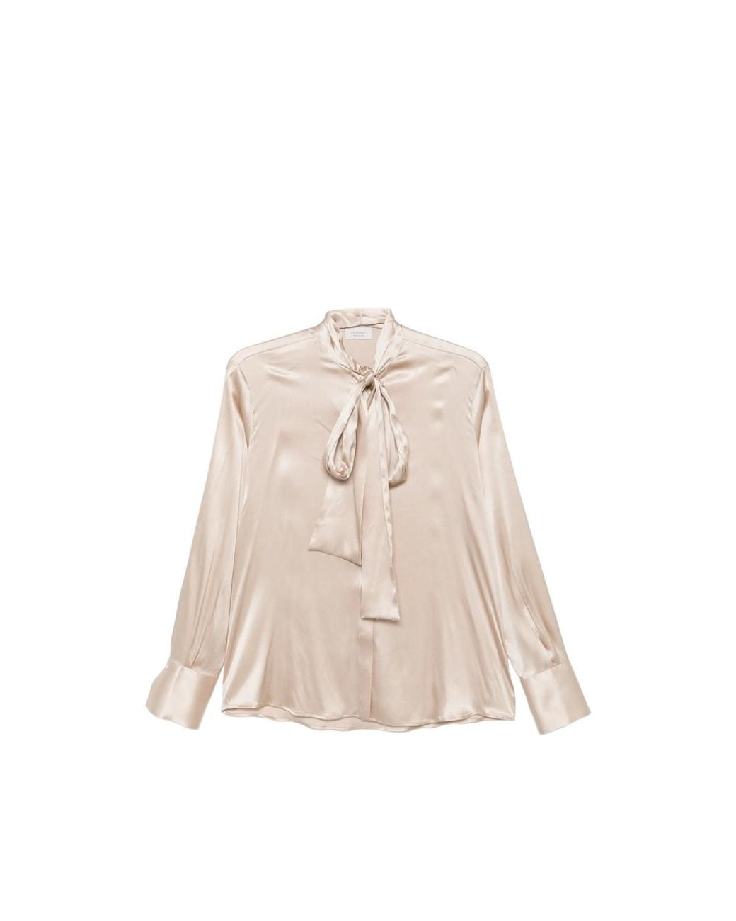 CAMICERIA MAZZARELLI Natural Pussy-Bow Satin Blouse