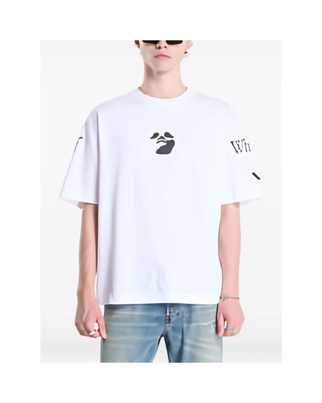 Off-White c/o Virgil Abloh White Off- Swimming Logo Skate Short-Sleeve T-Shirt for men