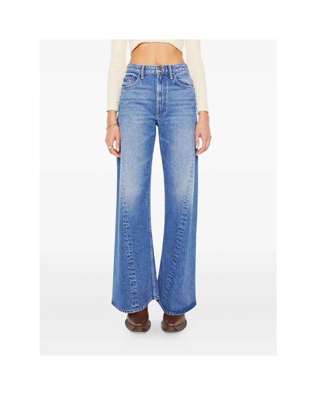 Mother Blue The Lemon Twist Sneak Button-Fly Jeans