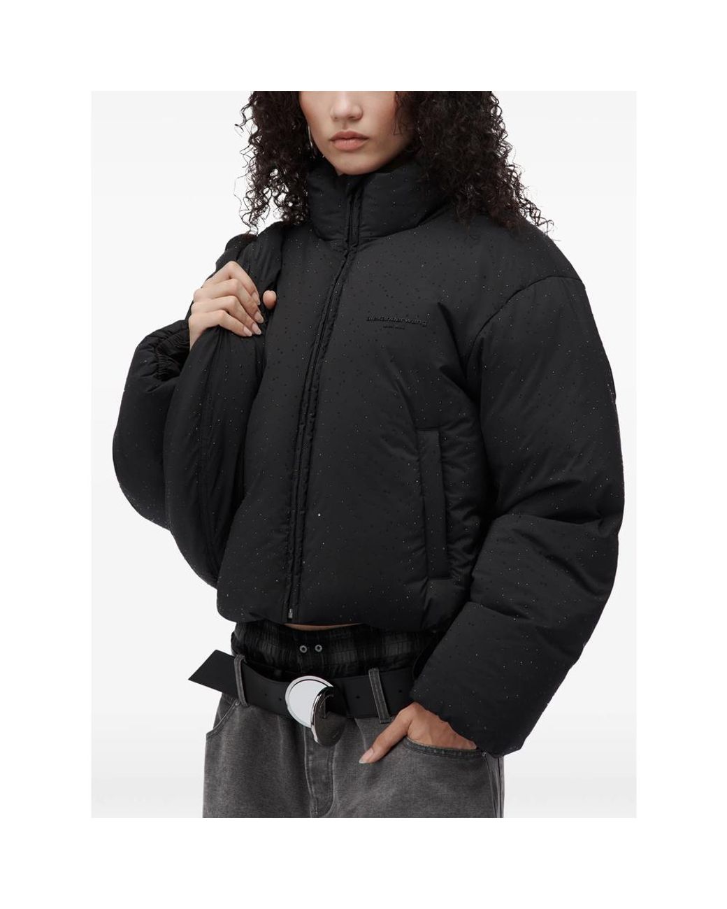 Alexander Wang Black Classic Puffer Jacket W/ Allover Hotfix