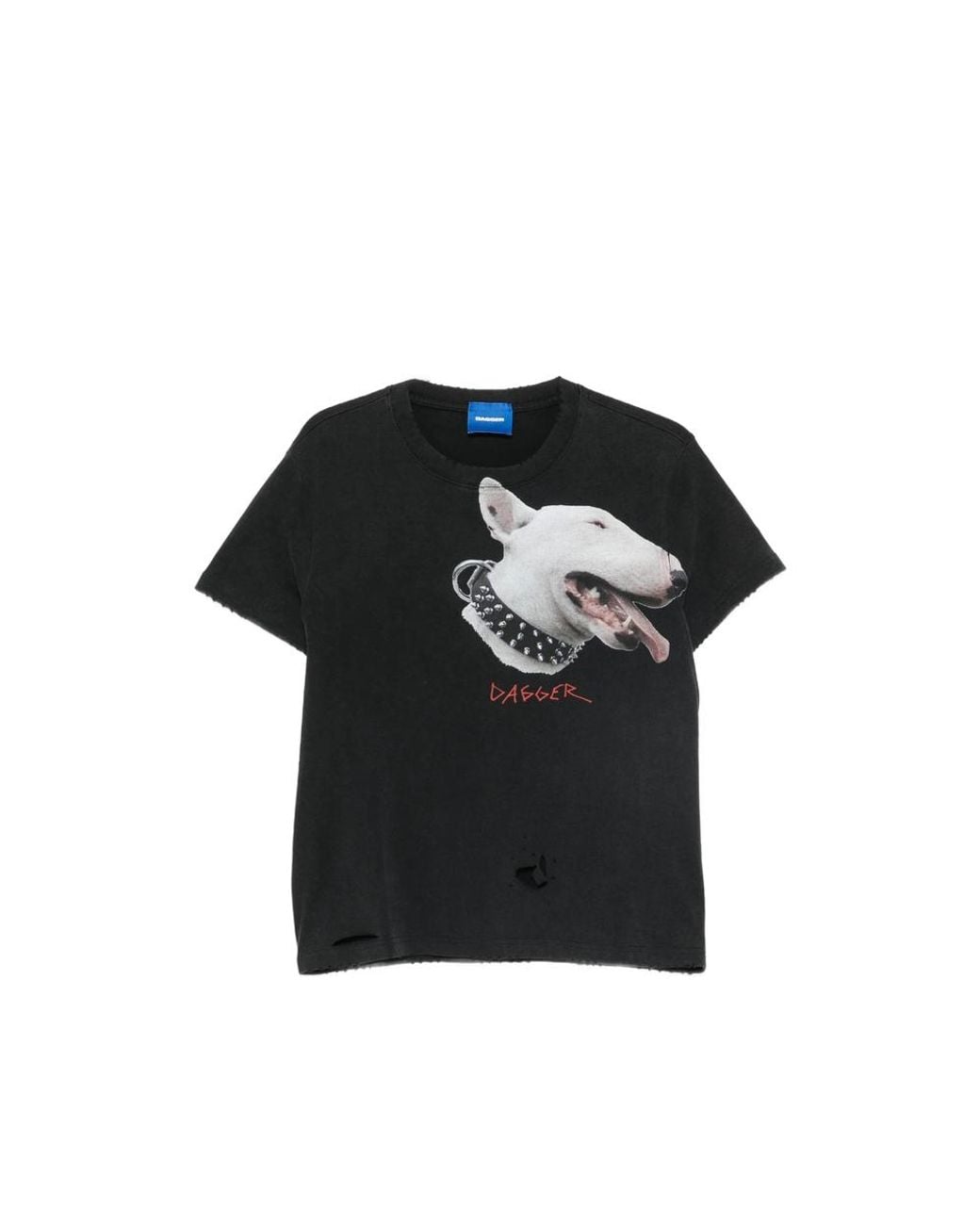 DAGGER Black Graphic-Print Distressed T-Shirt for men