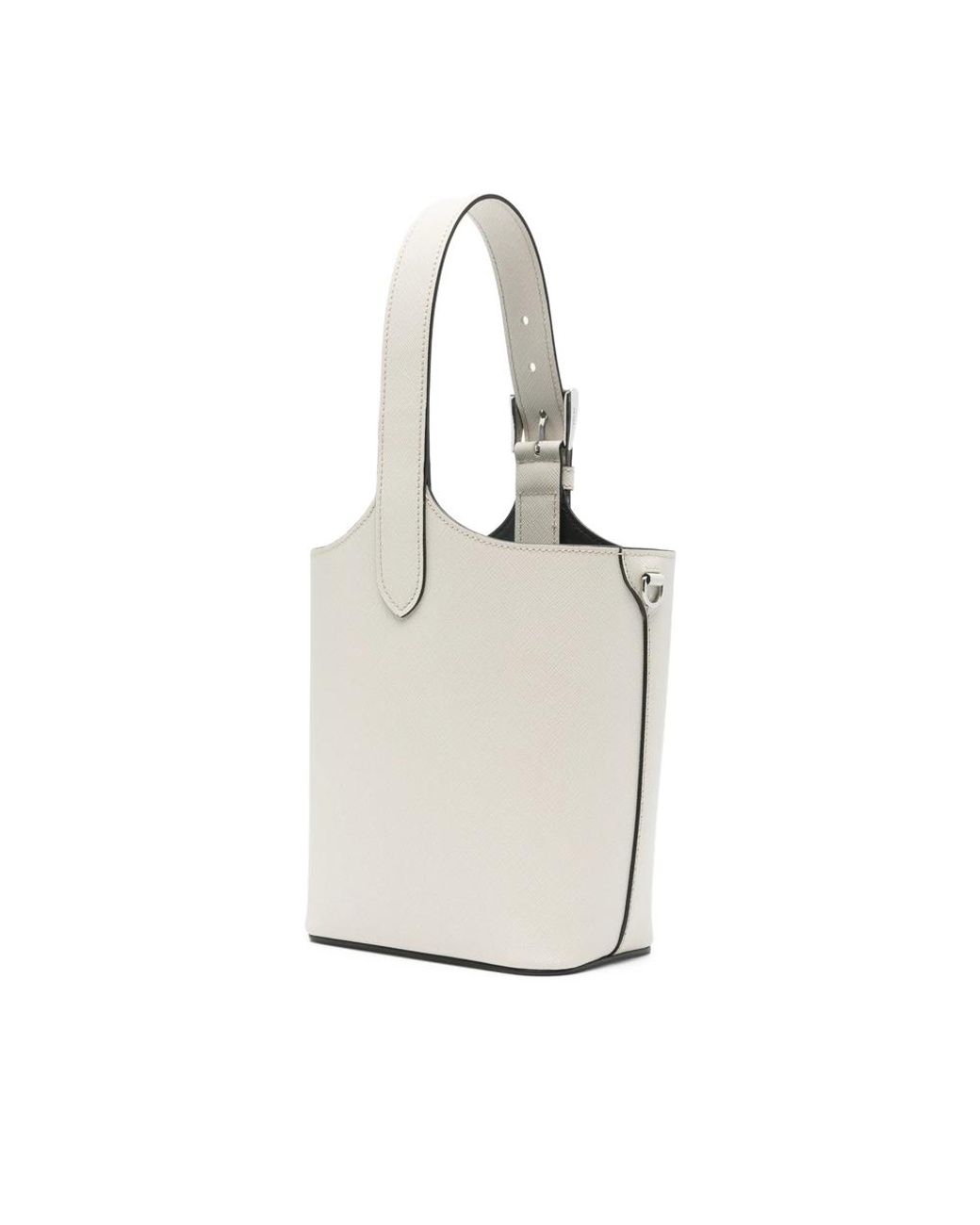 Prada White Logo-Print Bucket Bag