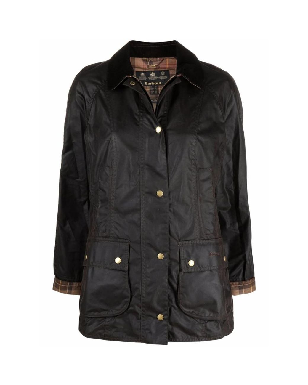 Barbour Black Buttoned Waxed Jacket