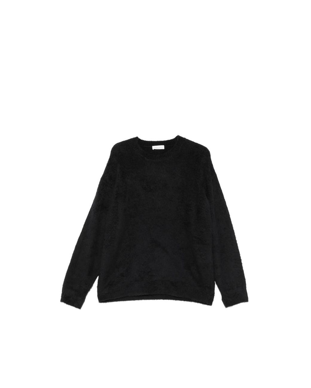 Roberto Collina Black Brushed-Knit Crew-Neck Sweater for men