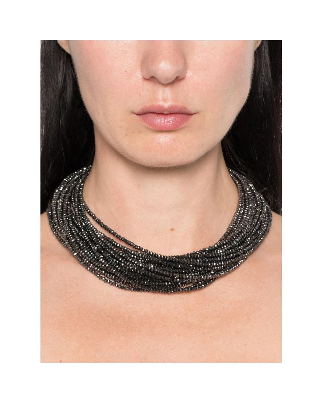 Panicale Cashmere Black Multi-Strand Beaded Necklace