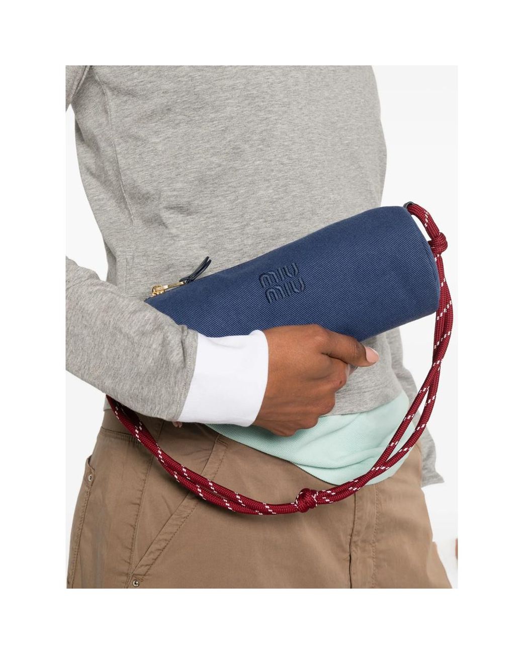 Miu Miu Blue Gabardine Pouch