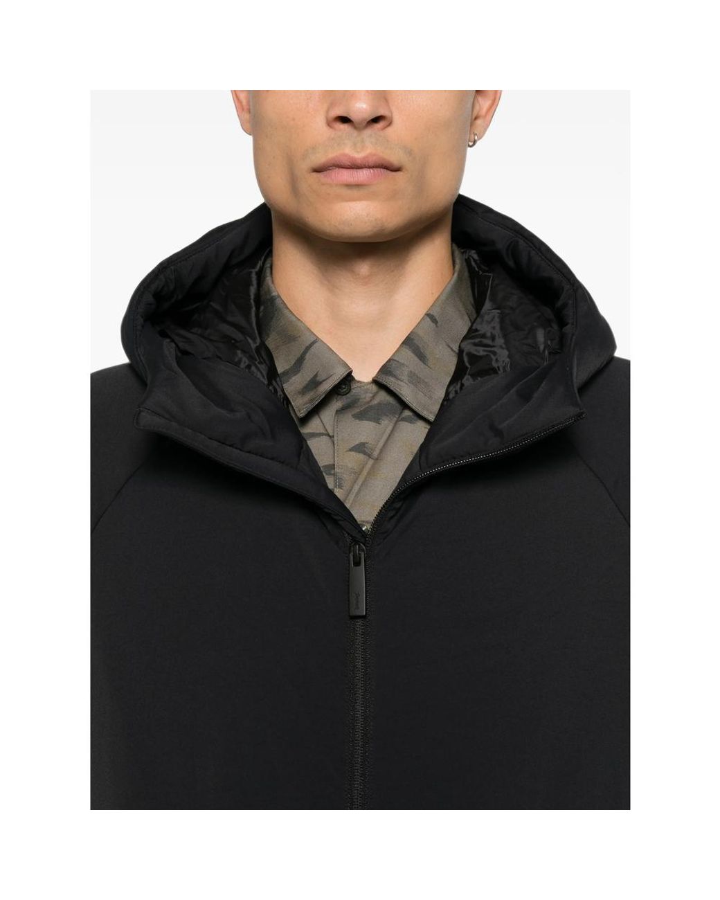 Laminar Black Hooded Padded Jacket for men