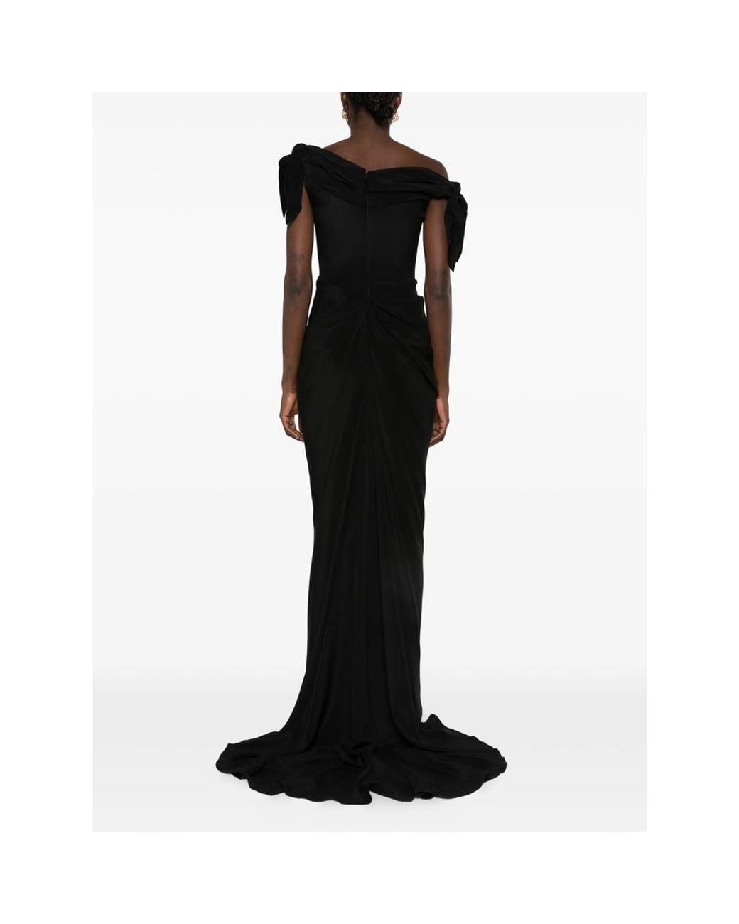 Cult Gaia Black Off-Shoulder Draped Dress