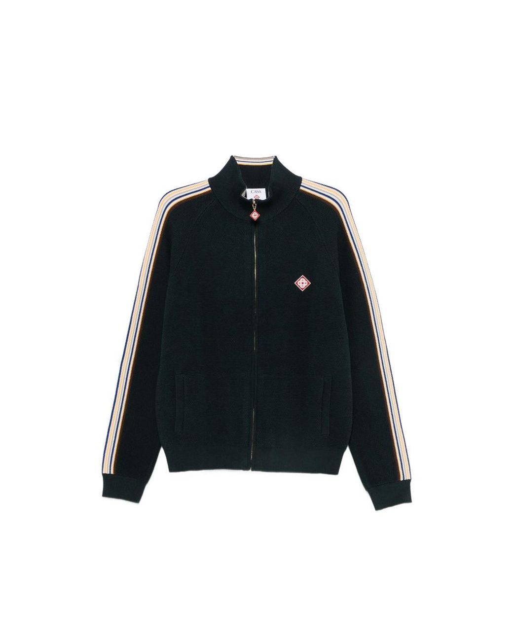 Casablanca Black Logo-Patch Zip-Up Sweater for men