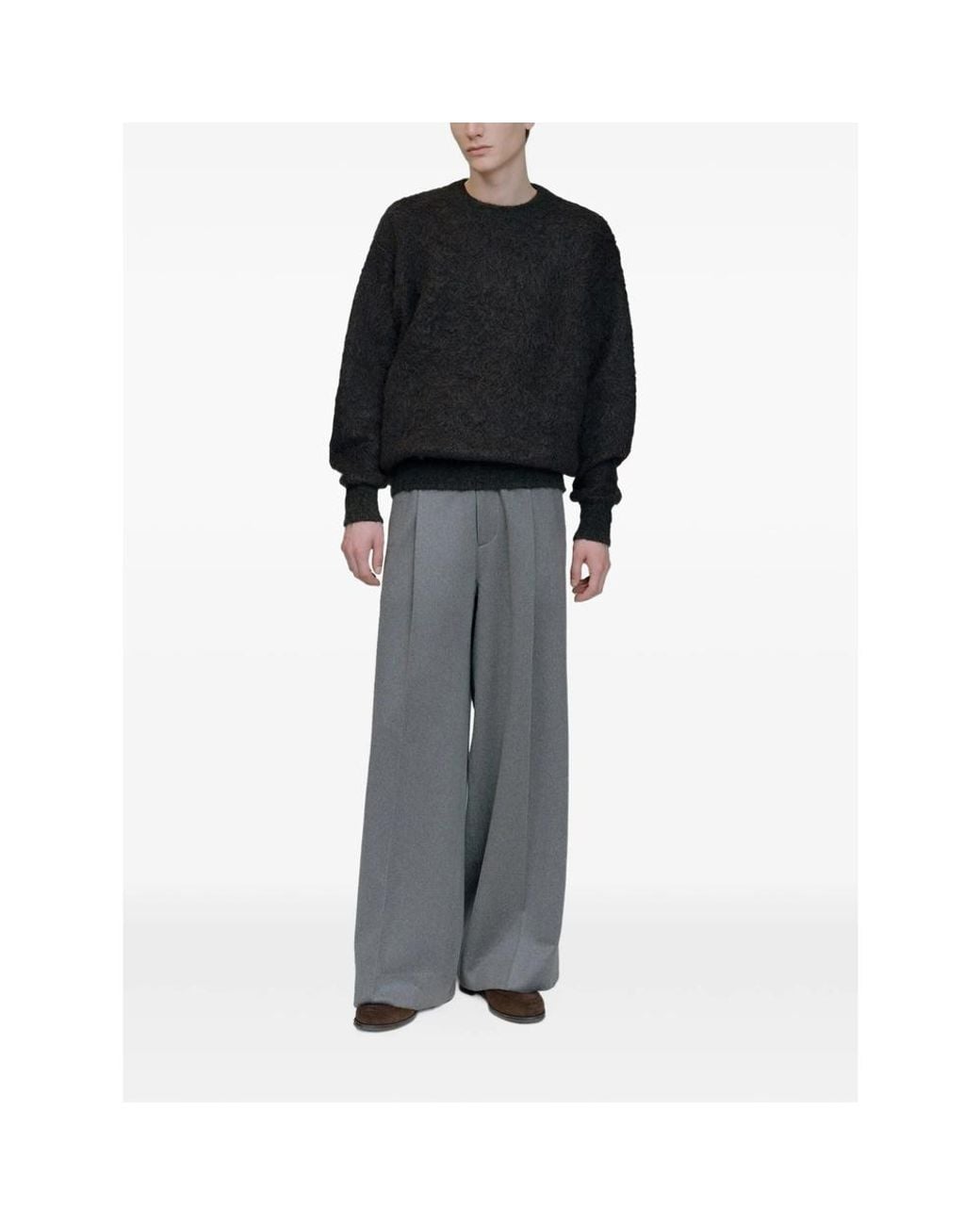 Ssstein Blue Jacquard-Knit Brushed Sweater for men