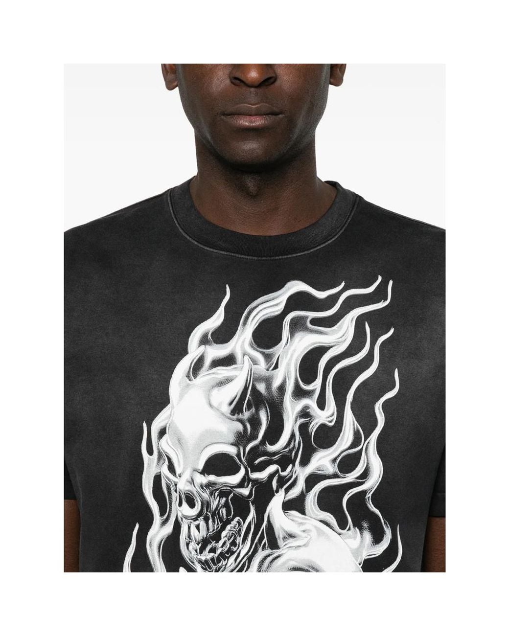 THUG CLUB Black Skull-Print T-Shirt for men
