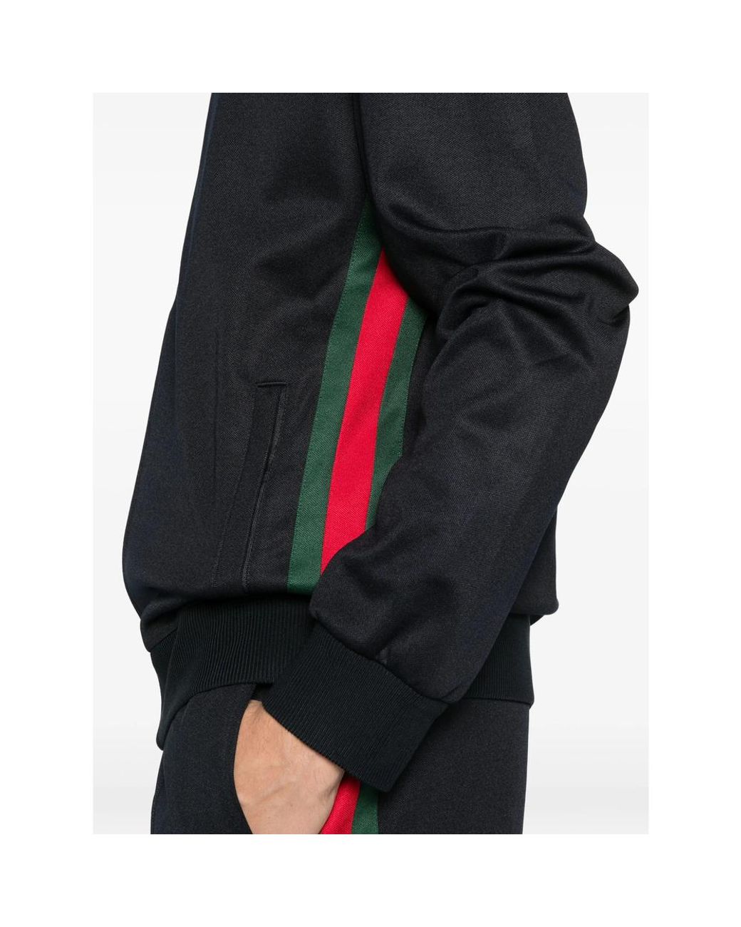 Gucci Black Technical Jersey Zip Jacket With Web for men