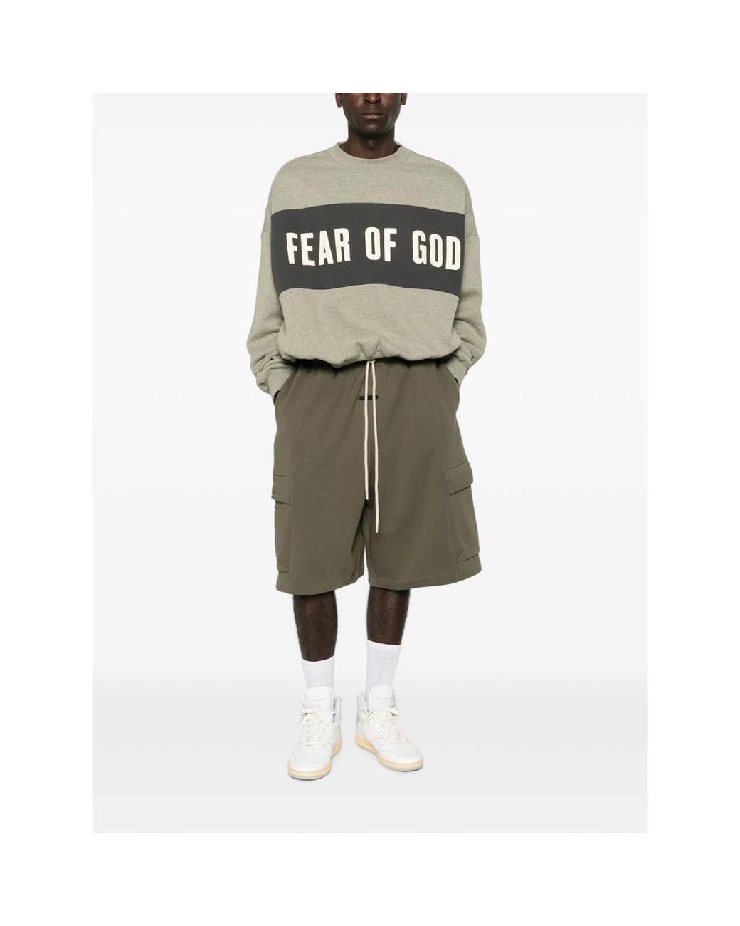 Fear Of God White Cropped Relaxed Panelled Sweatshirt for men