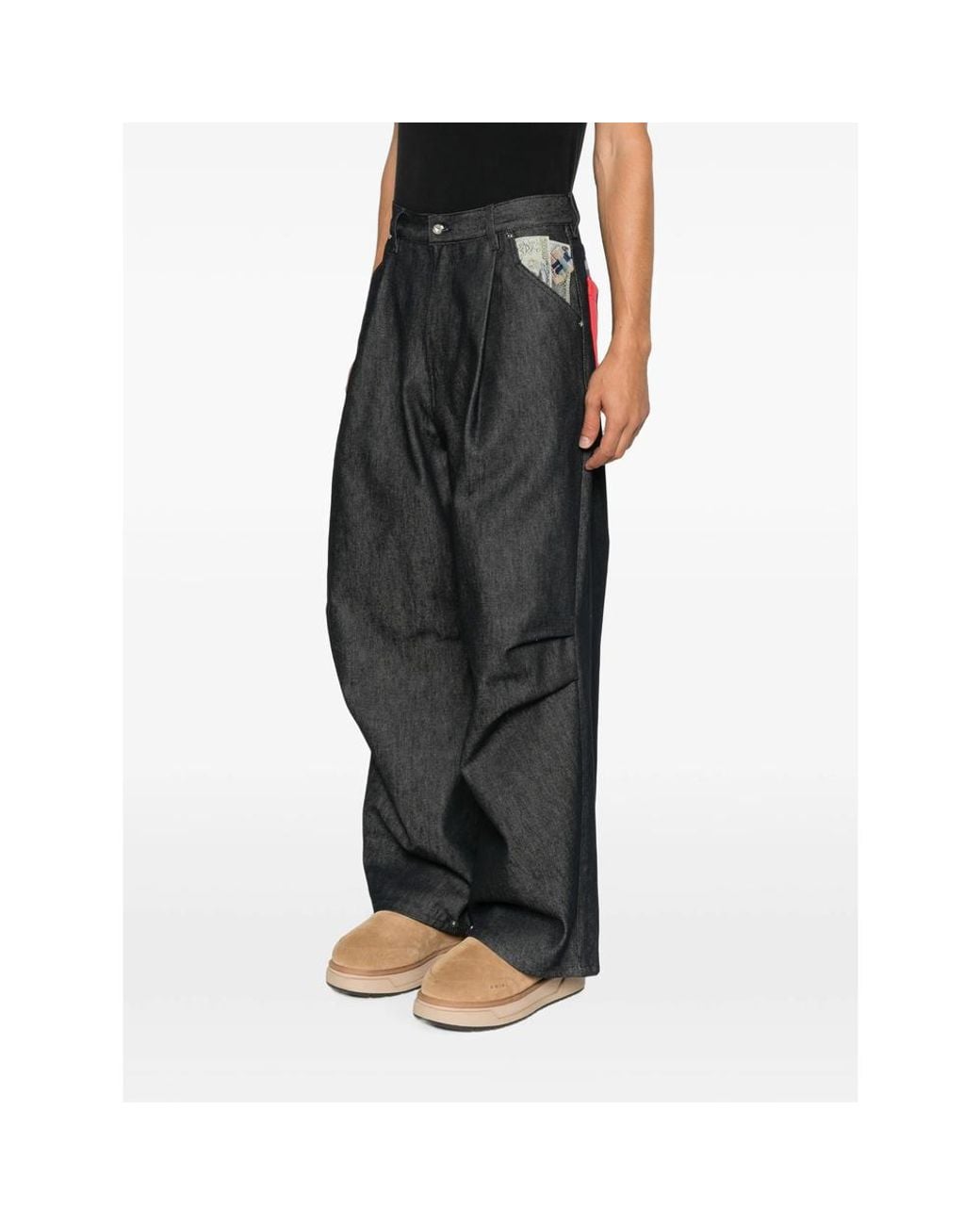 PDF Gray Pleated Wide-Leg Jeans for men