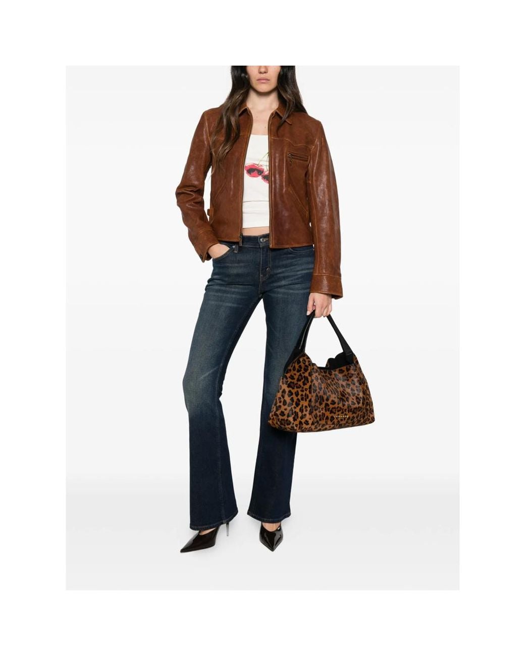Re/done Brown Devon Leather Jacket
