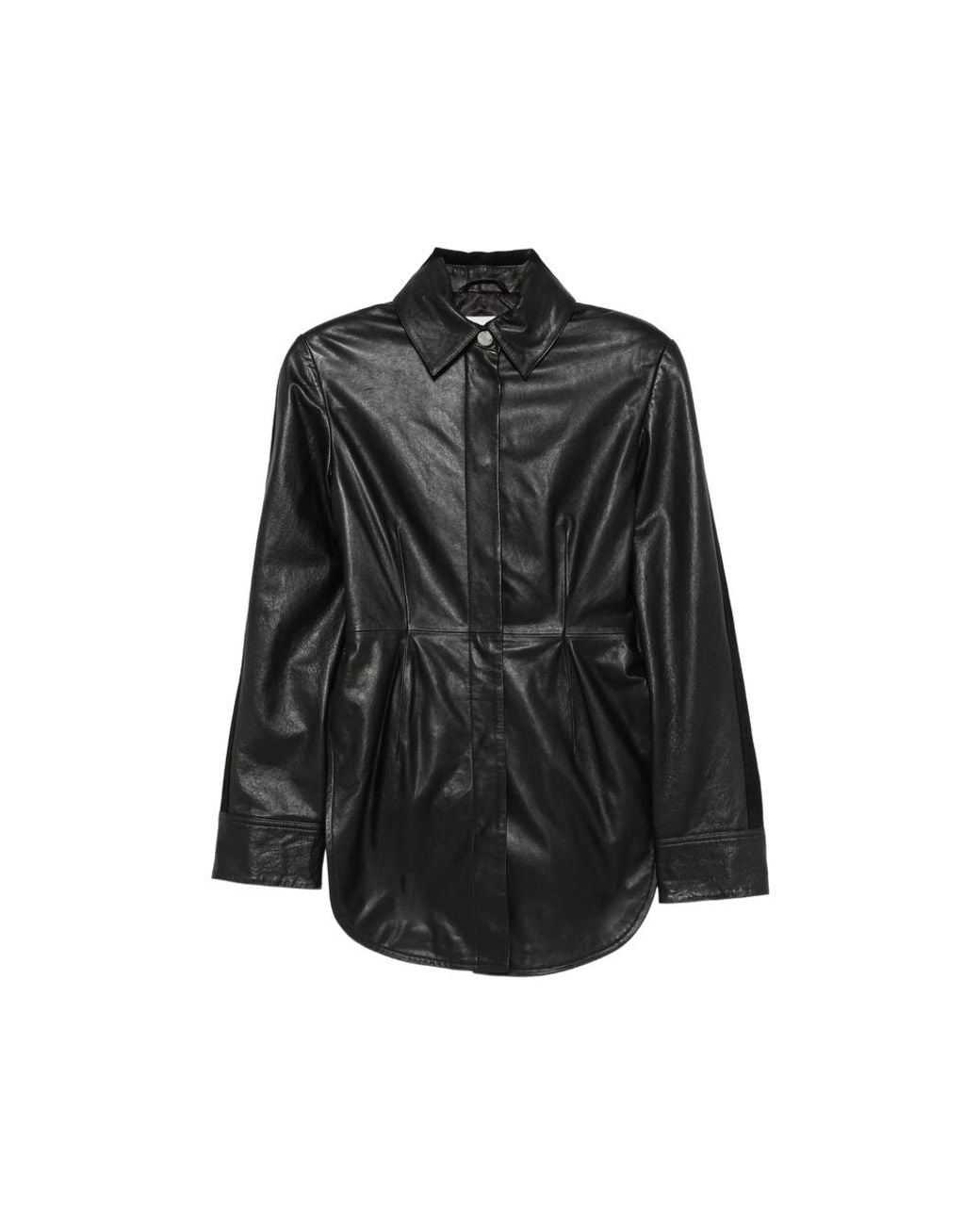 Sportmax Black Spscoccole Paneled Leather Jacket