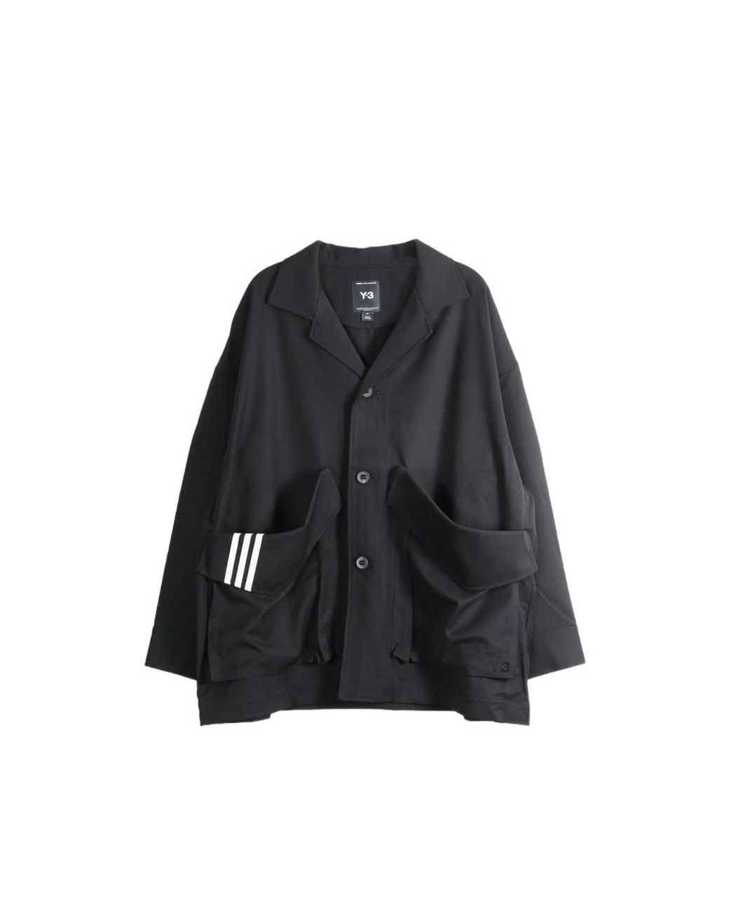 Y-3 Black Chore Oversized Logo-Patch Coat