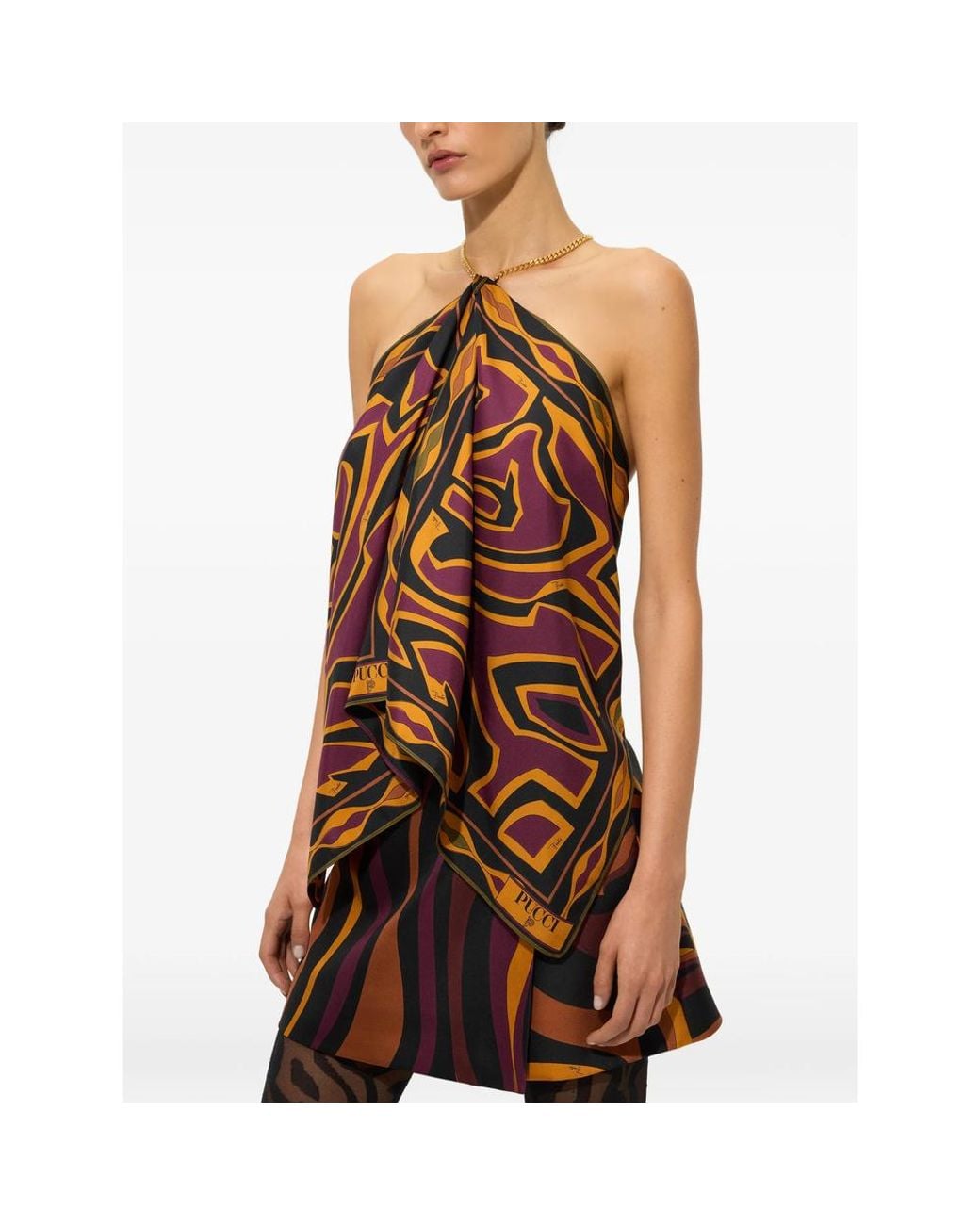 Emilio Pucci Brown Labirinto Print Chain Top