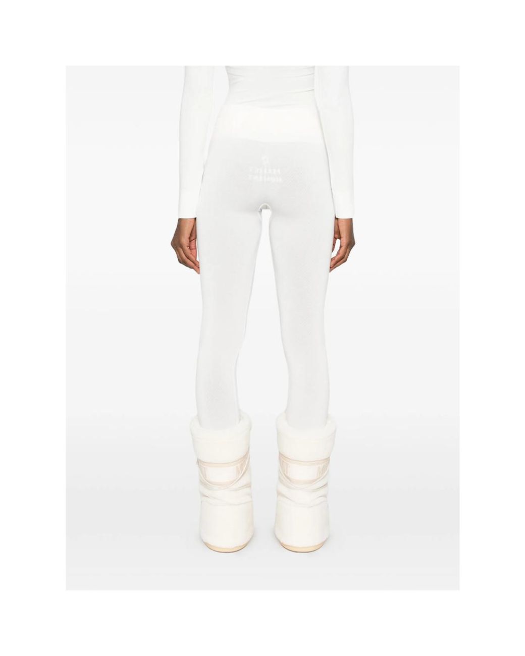 Perfect Moment White Perfect High-Waisted Ribbed Thermal Leggings