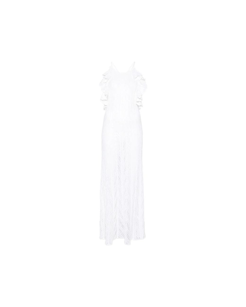 Antonino Valenti White Guinea Ruffled Maxi Dress