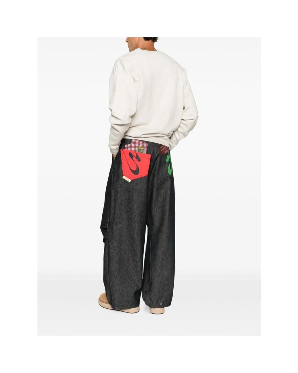 PDF Gray Pleated Wide-Leg Jeans for men