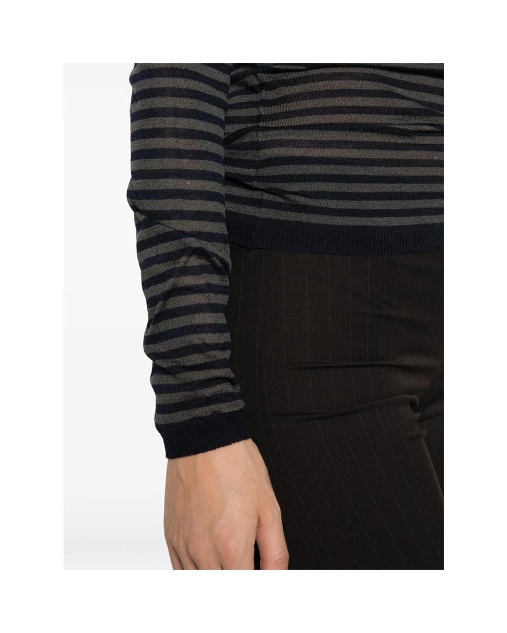 Paloma Wool Black Garul Striped Scoop-Neck Sweater