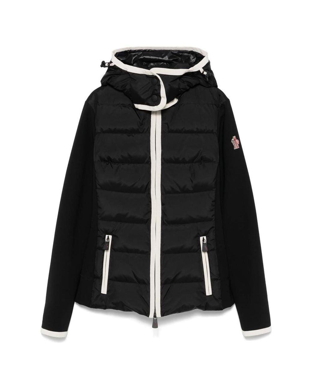 Moncler Black Padded-Panel Zip-Up Hoodie