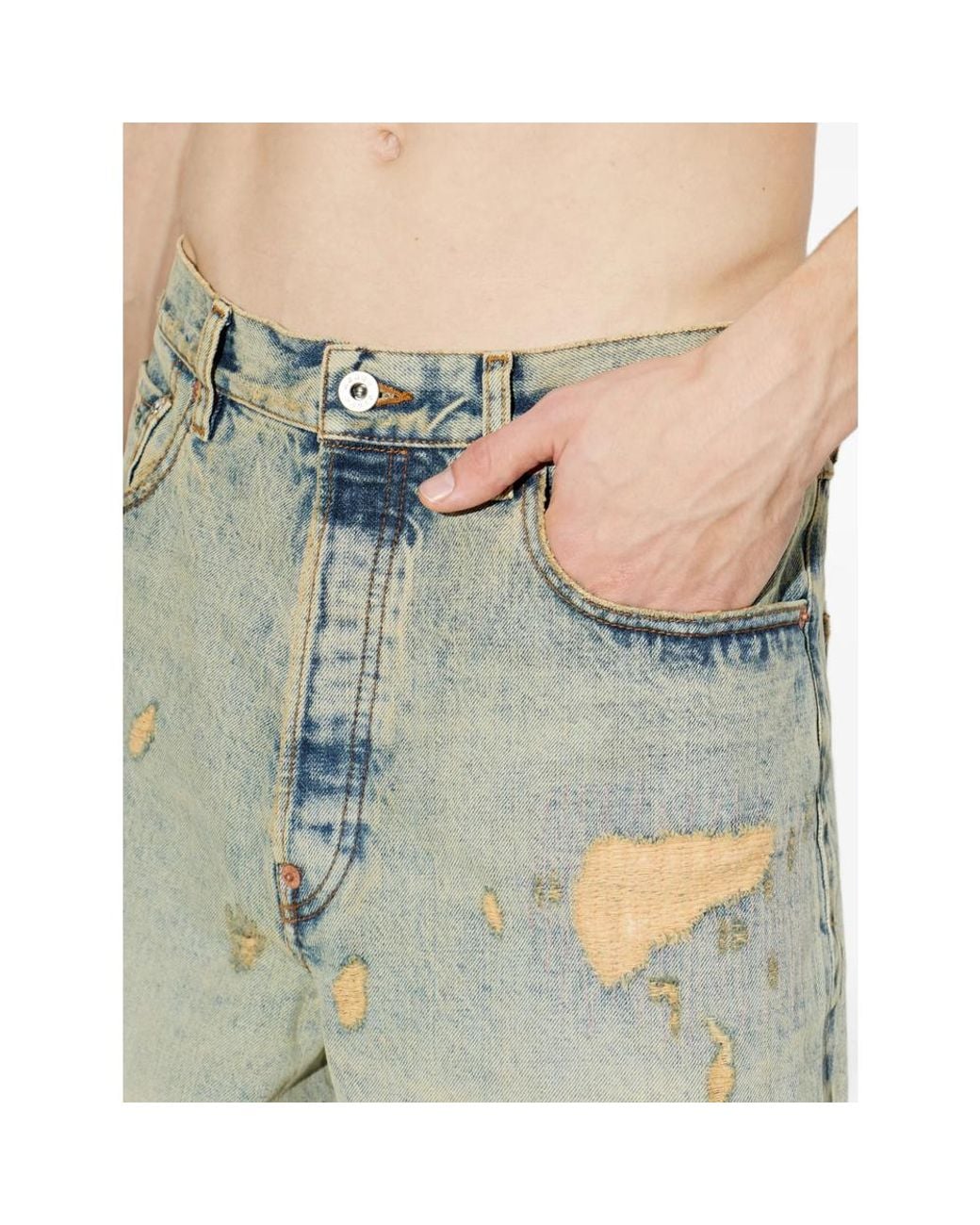 KENZO Natural Distressed Bleached-Effect Jeans for men