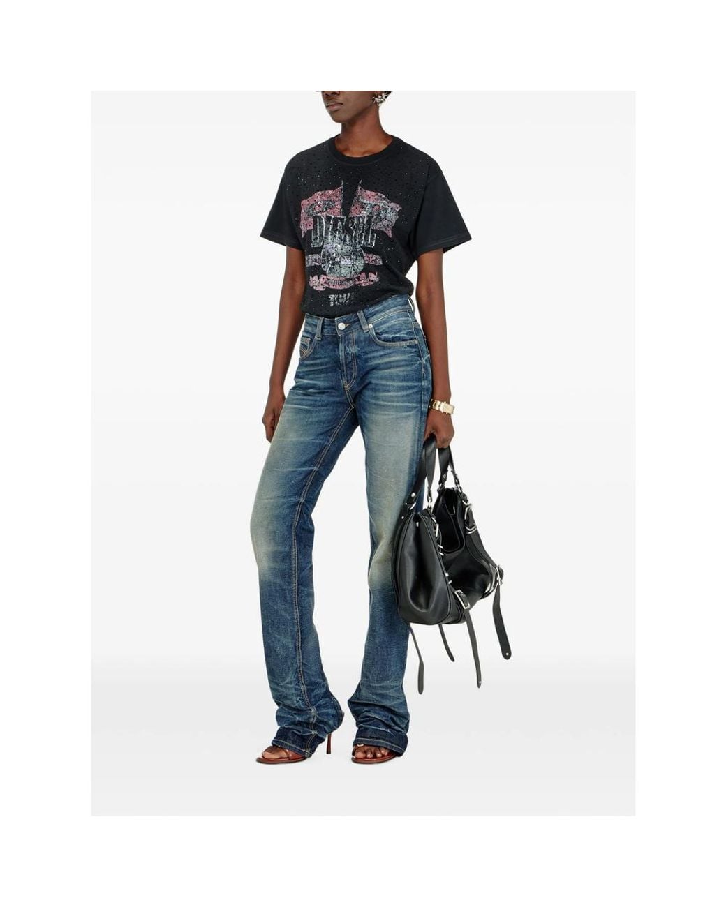 DIESEL Black Graphic Crew Neck T-Shirt