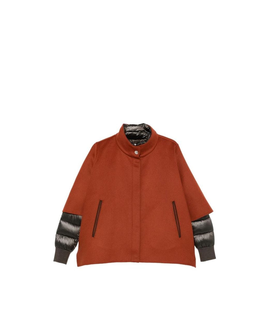 Moorer Brown High-Neck Cape Jacket