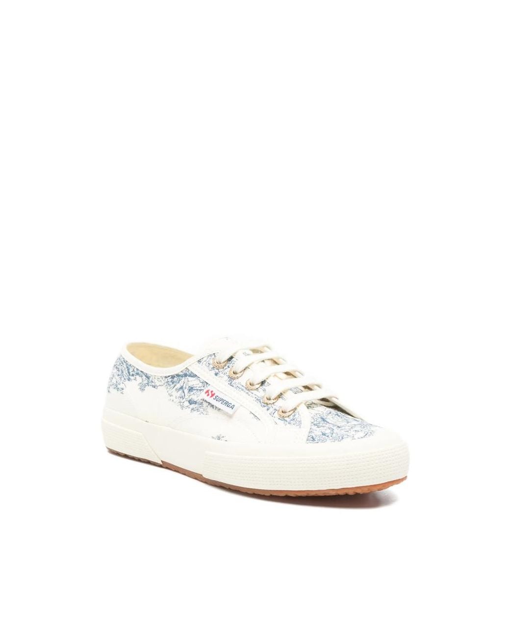 Superga White Toile De Jouy Printed Lace-Up Sneakers