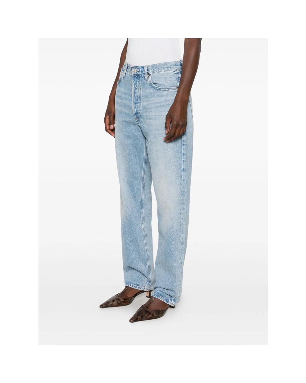 Agolde Blue Whiskered Faded Jeans