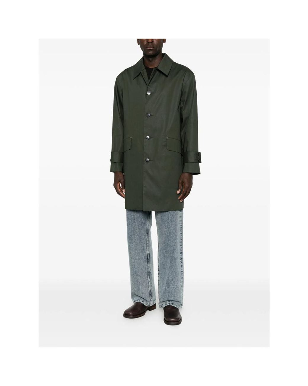 Mackintosh Green Humbie Button-Up Coat for men