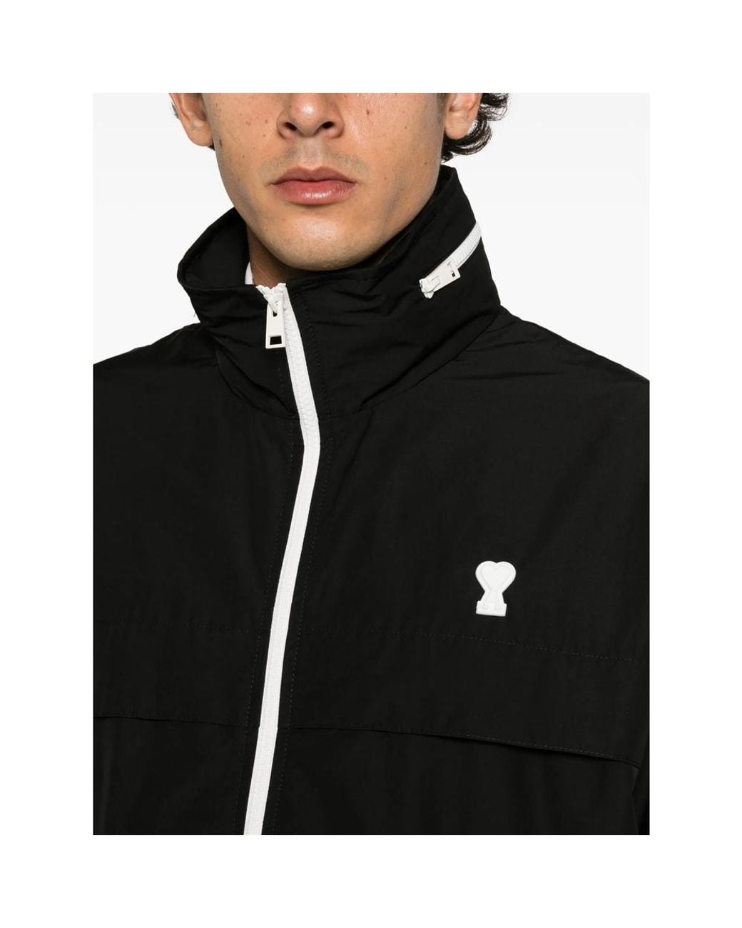 AMI Black Ami De Coeur Logo-Patch Jacket for men