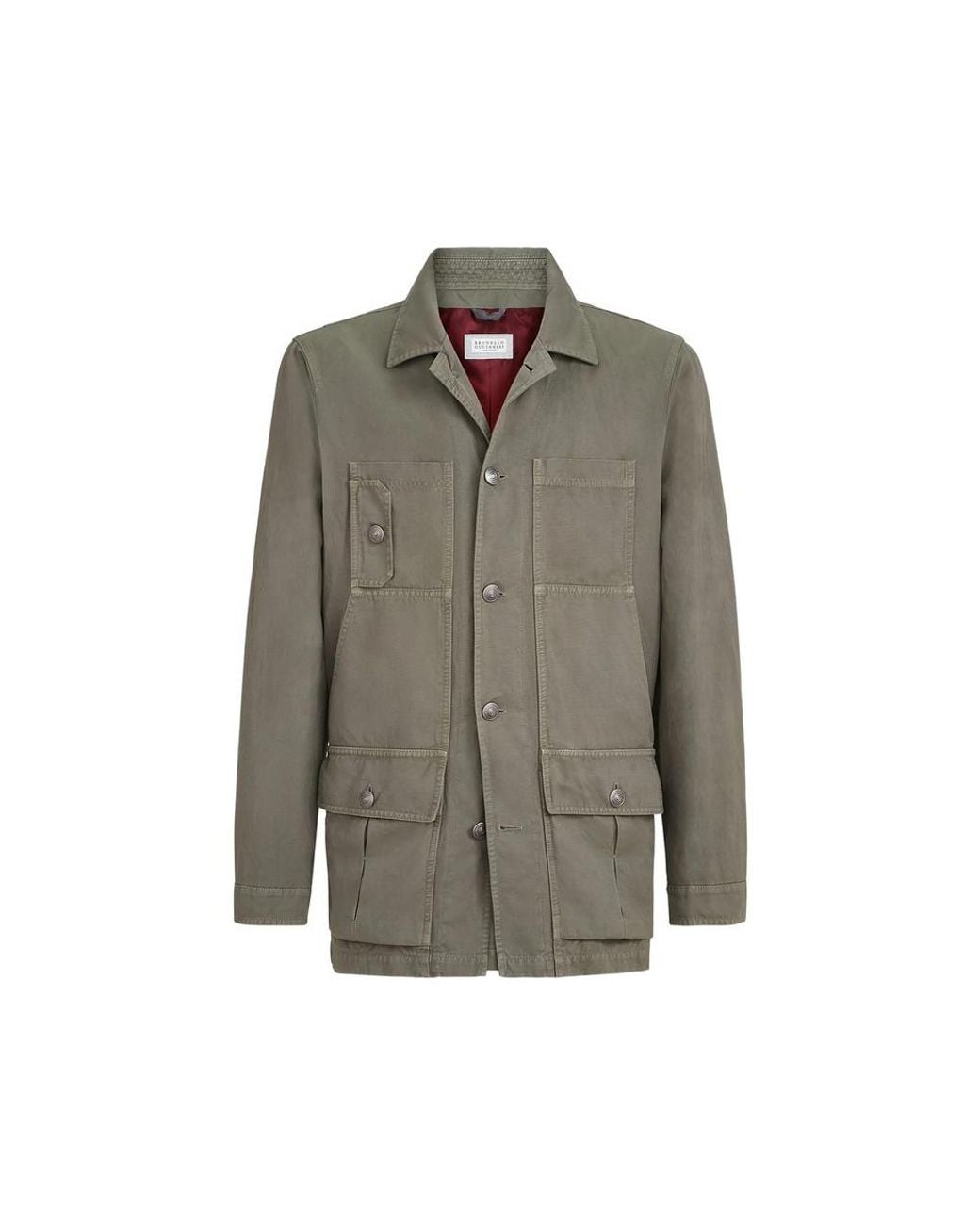 Brunello Cucinelli Gray Cotton And Linen Canvas Outerwear Jacket for men