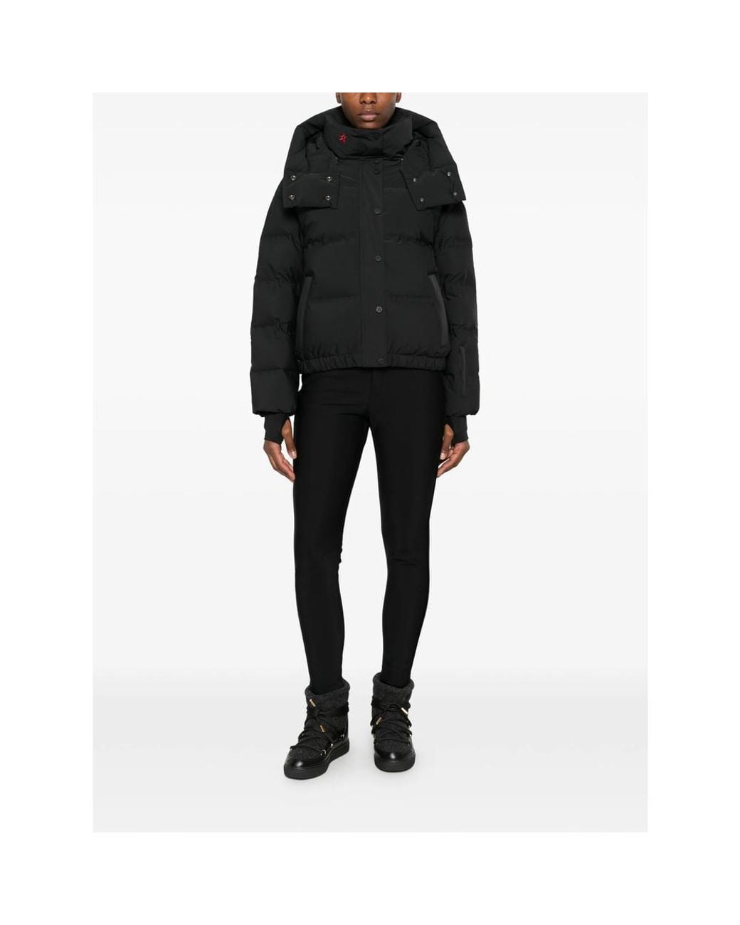 Perfect Moment Black Aurora Logo-Embroidered Skinny Trousers