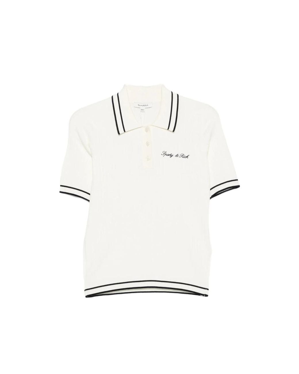 Sporty & Rich White Cable-Knit Polo Shirt