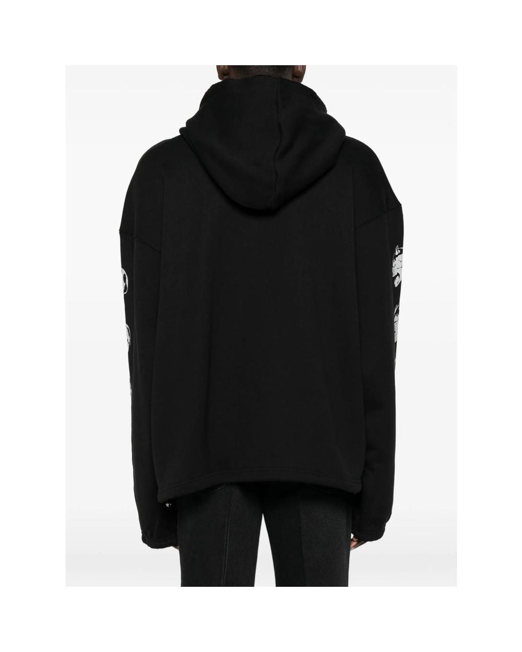 THUG CLUB Black Graphic-Print Snap-Button Hoodie for men