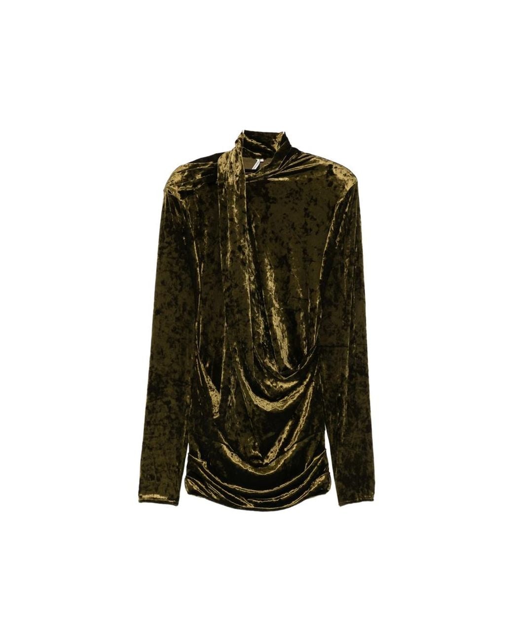 Entire studios Green Dalters Crushed-Velvet Draped Mini Dress