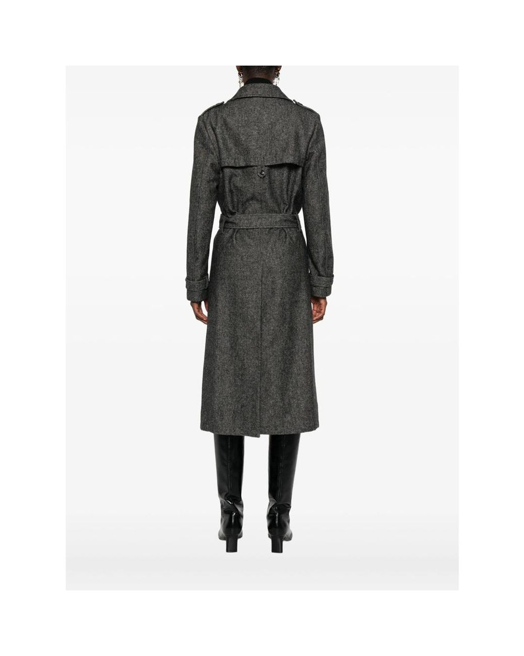 Eraldo Black Belted Double-Breasted Coat