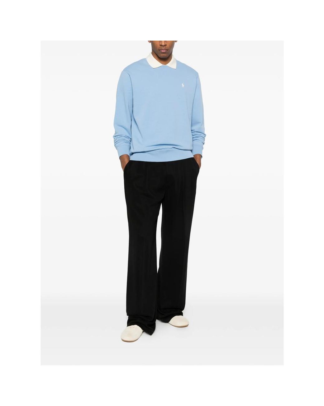Ralph Lauren Blue Logo-Detail Crew-Neck Sweatshirt for men